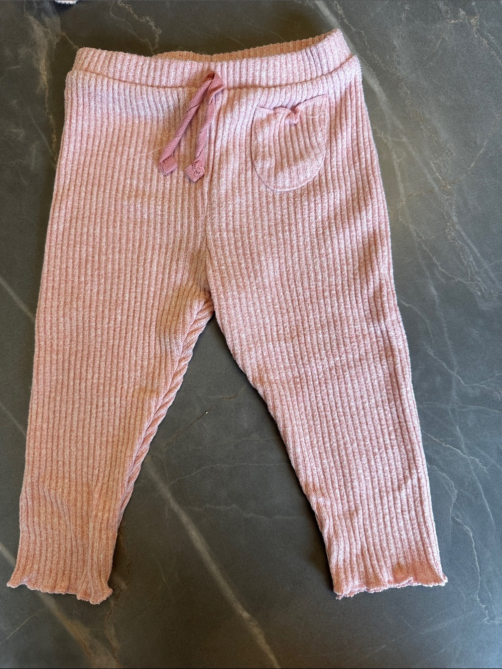 Zara Pink Ribbed Kids Leggings with Heart Pocket